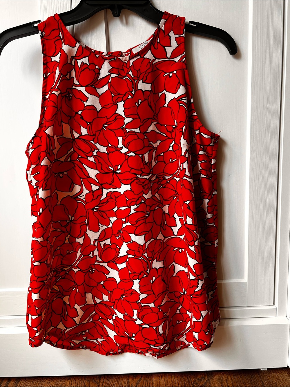 Dalia Red and White Floral Sleeveless Top